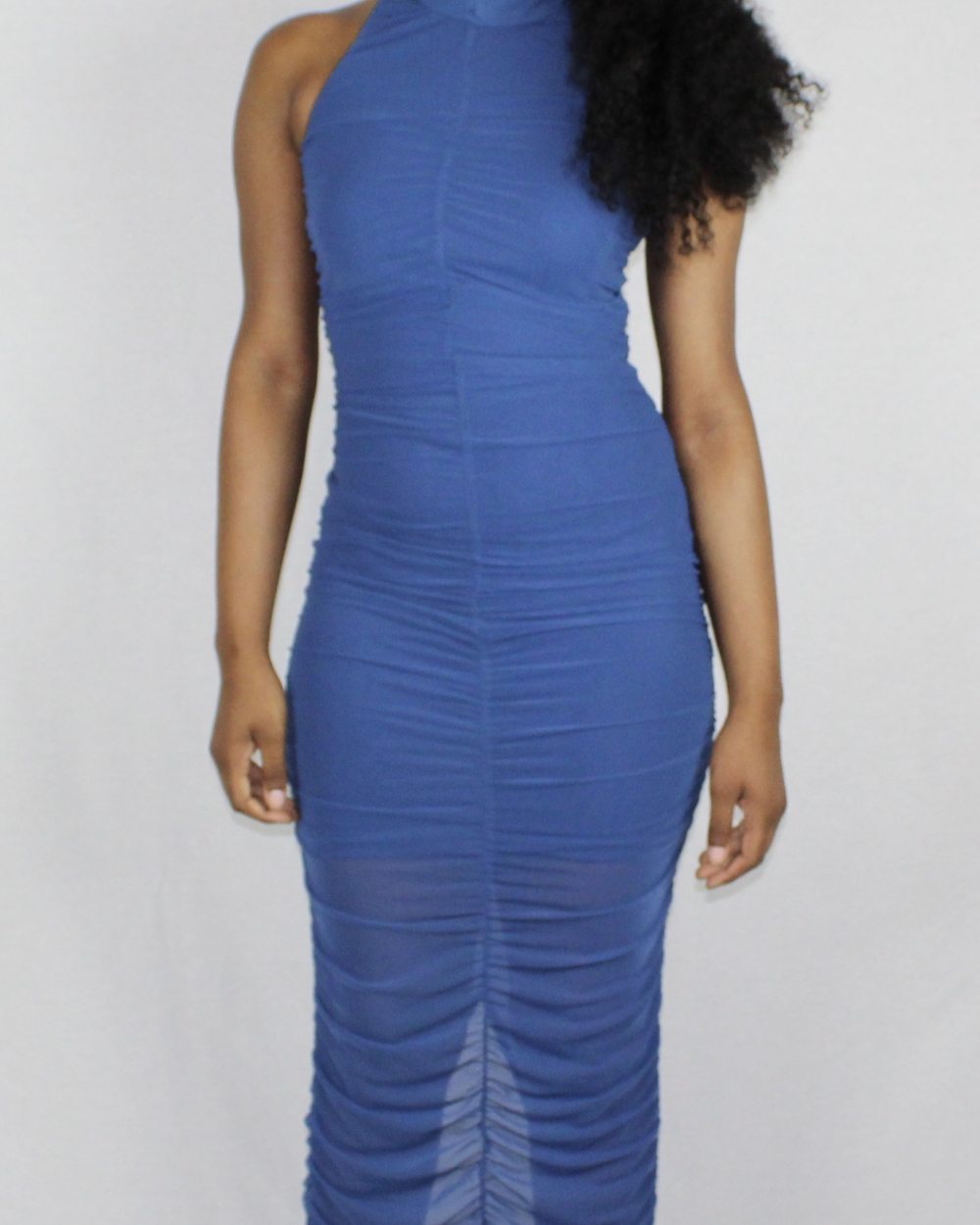 Blue Ruched Dress