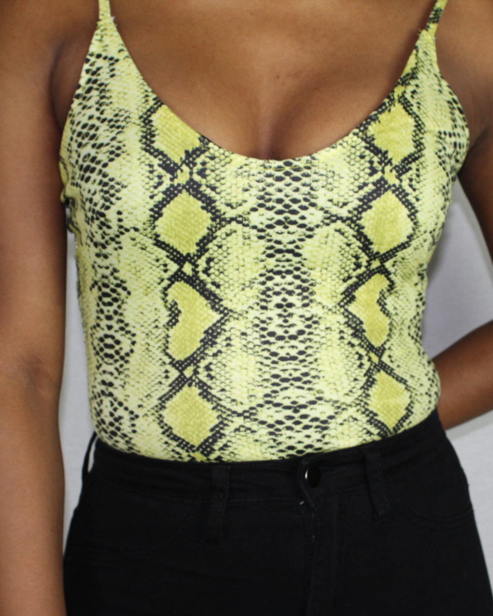 Snake Print Bodysuit-Neon Yellow - Image 3